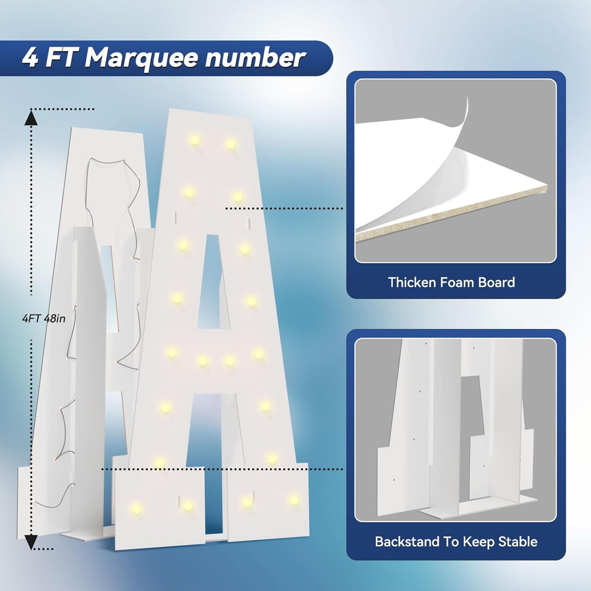 4FT Marquee Light Up Letters - Large Marquee Letters 4 Feet Tall for Birthday Party Decorations