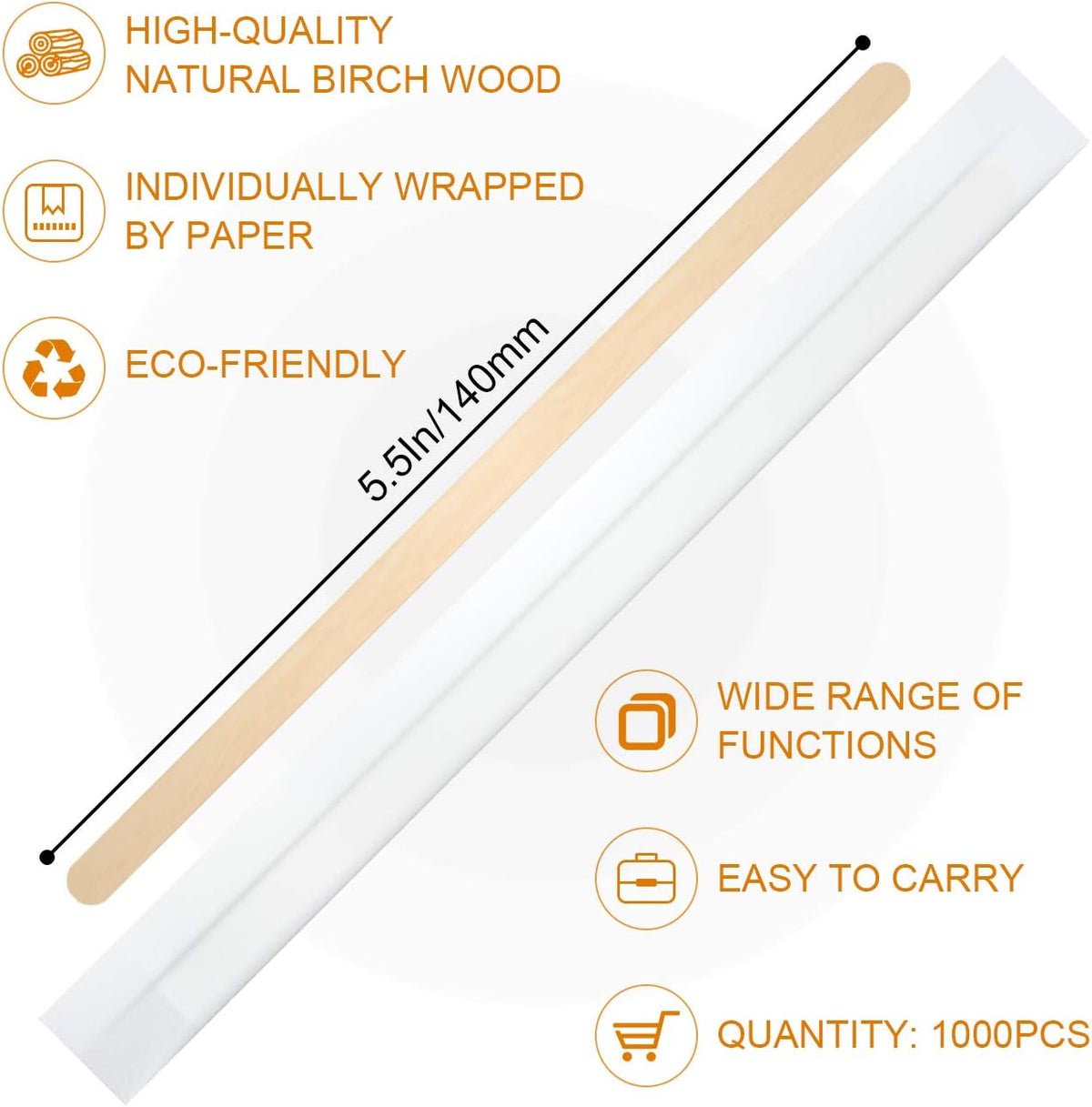 1000Pcs Disposable Wood Coffee Stir Sticks Stirrers Individually Paper Wrapped Coffee Tea Beverage