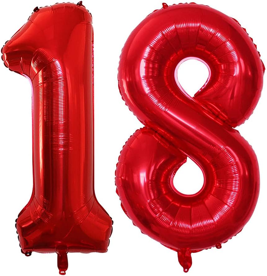 GOER Number 18 Balloons for 18th Birthday Sweet 18 Party Decorations,42 Inch Jumbo Foil Helium 81