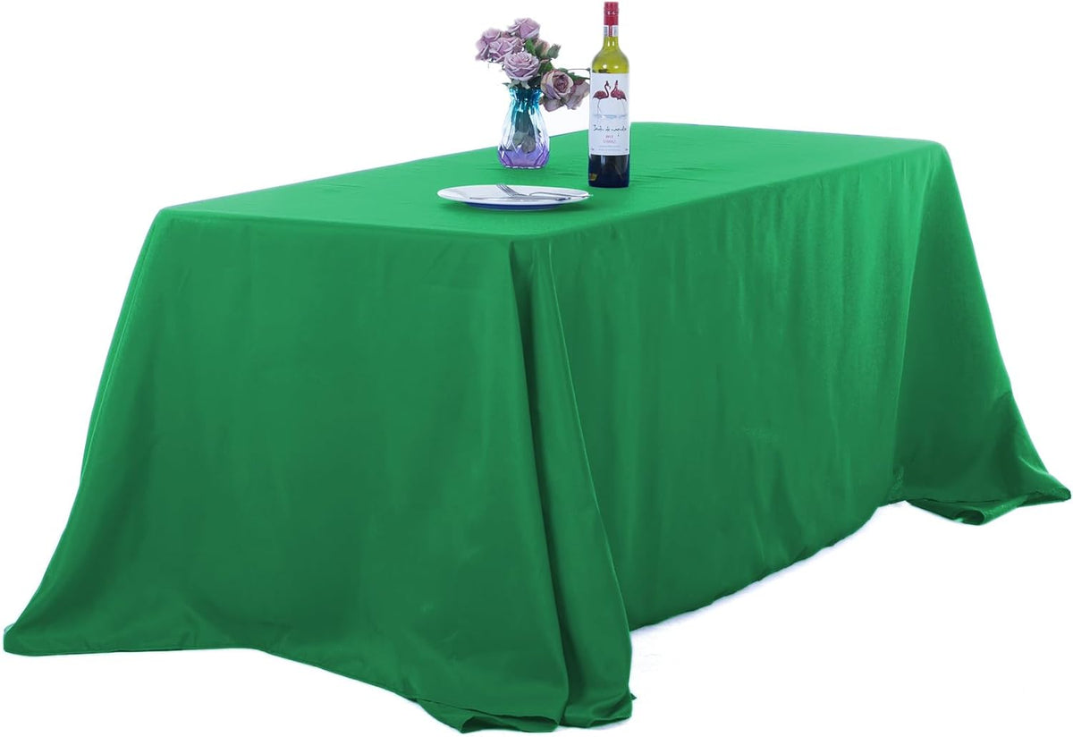 Ascoza 2pack 90x132 Inch Emerald Rectangular Tablecloth 8 Feet Table Cloth in Polyester Fabric for