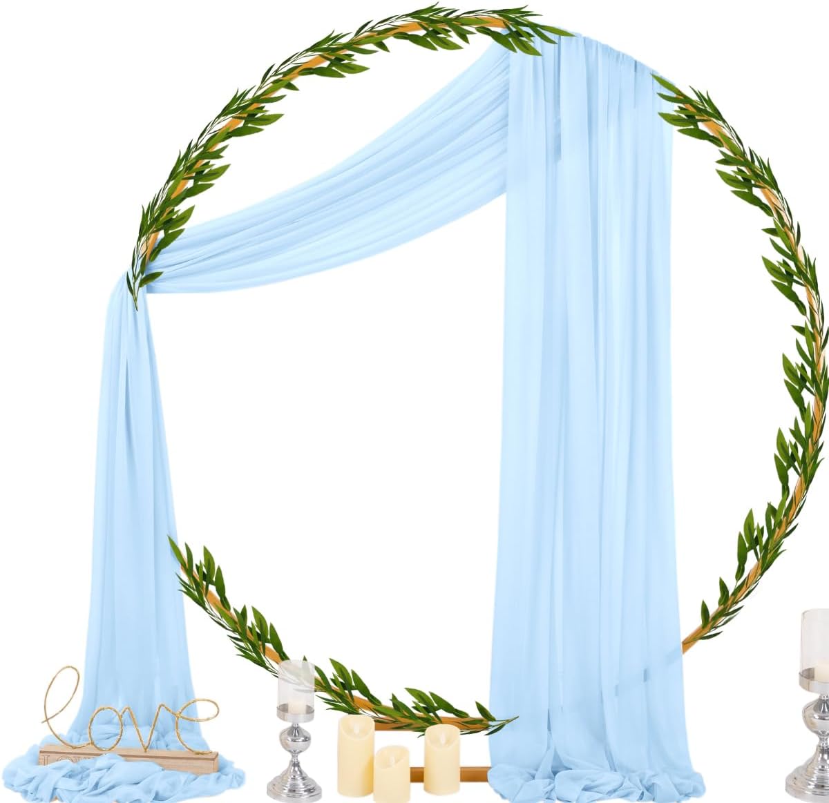 Socomi Blue Sheer Wedding Arch Draping Fabric 29" x 20Ft 2 Panels Outdoor Curtain Drapes Extra Long