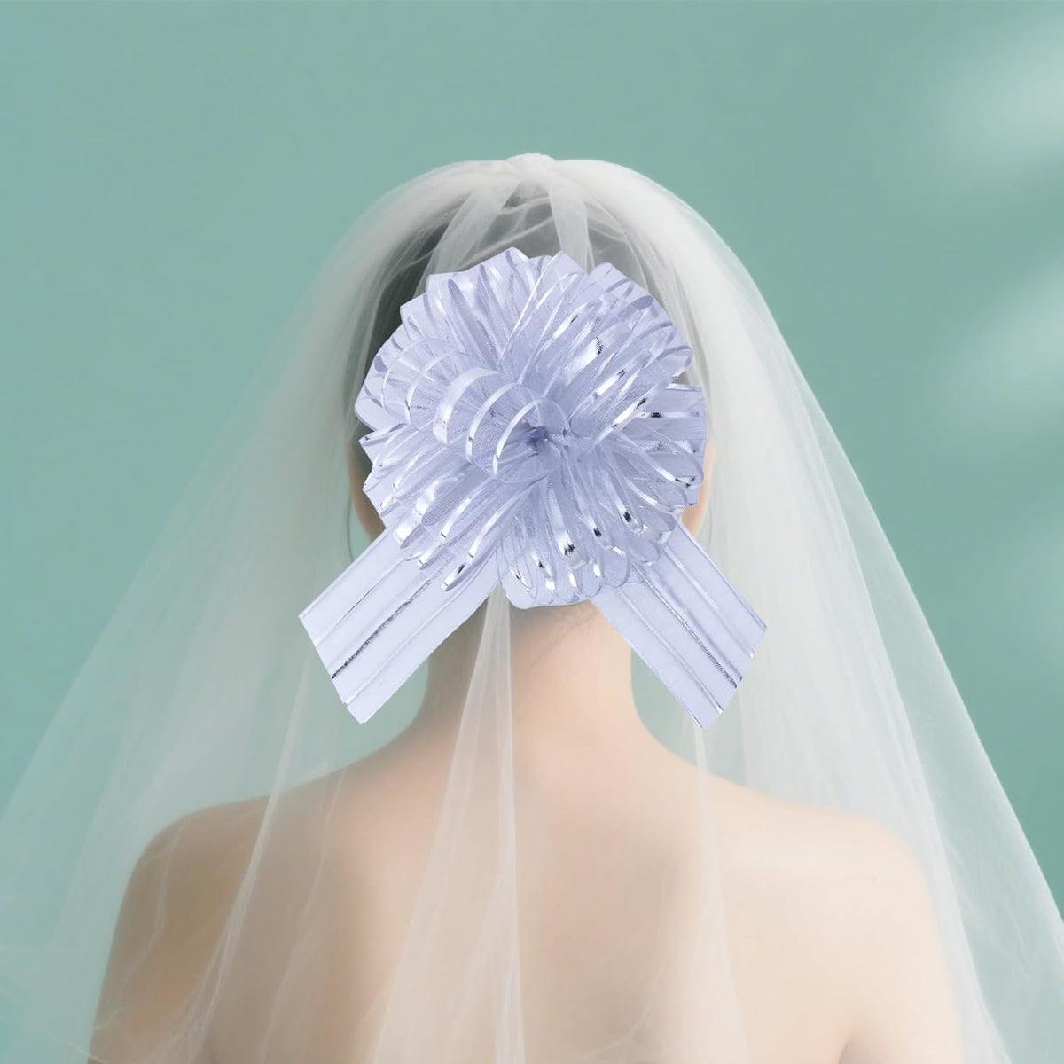 6 Pcs 6 Inch Large Organza Pull Bow Ribbon – Elegant Gift Bows for Wedding Decorations, Christmas