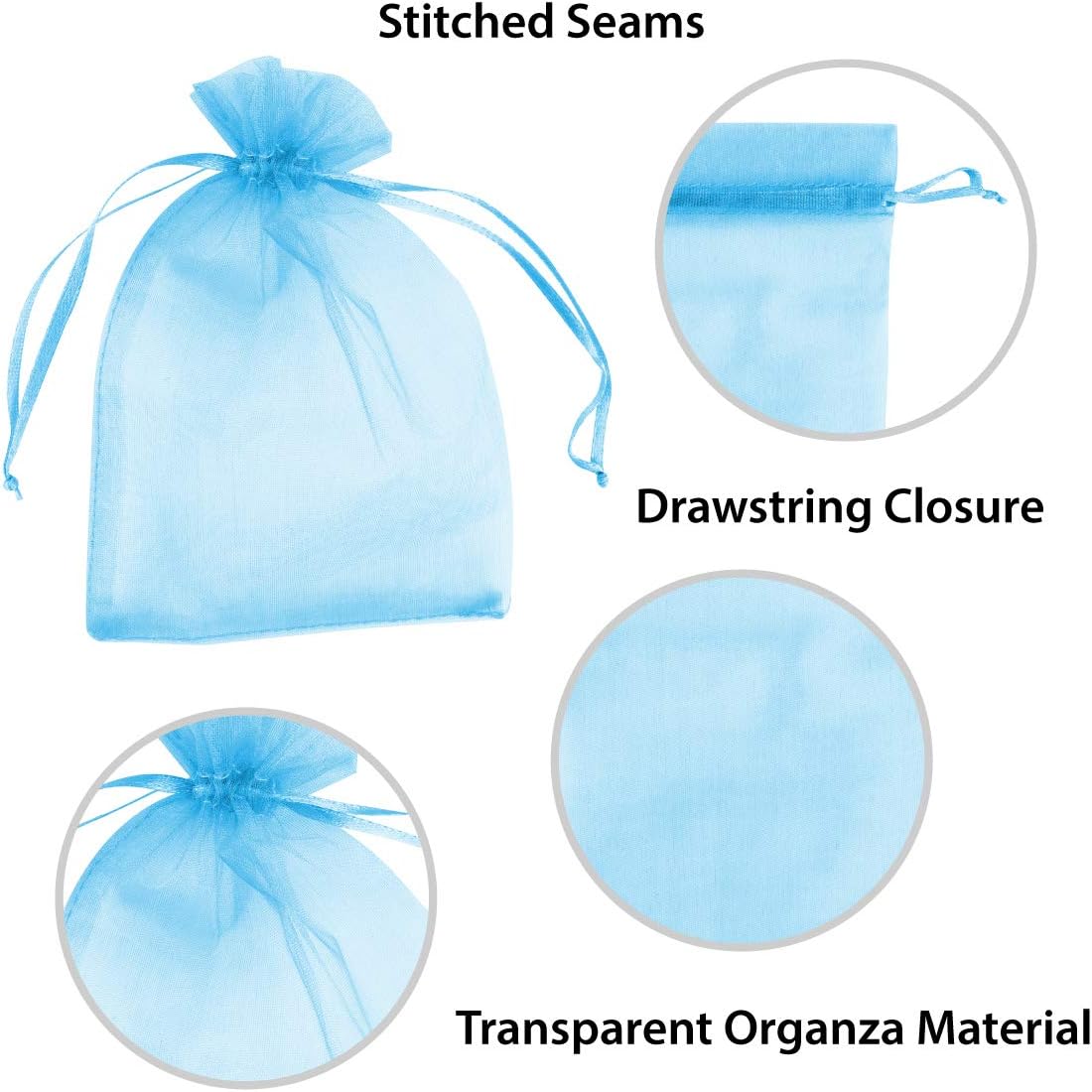 Super Z Outlet 100 Pack 5x7 Inch Mini Sheer Drawstring Organza Transparent Bags Jewelry Sack