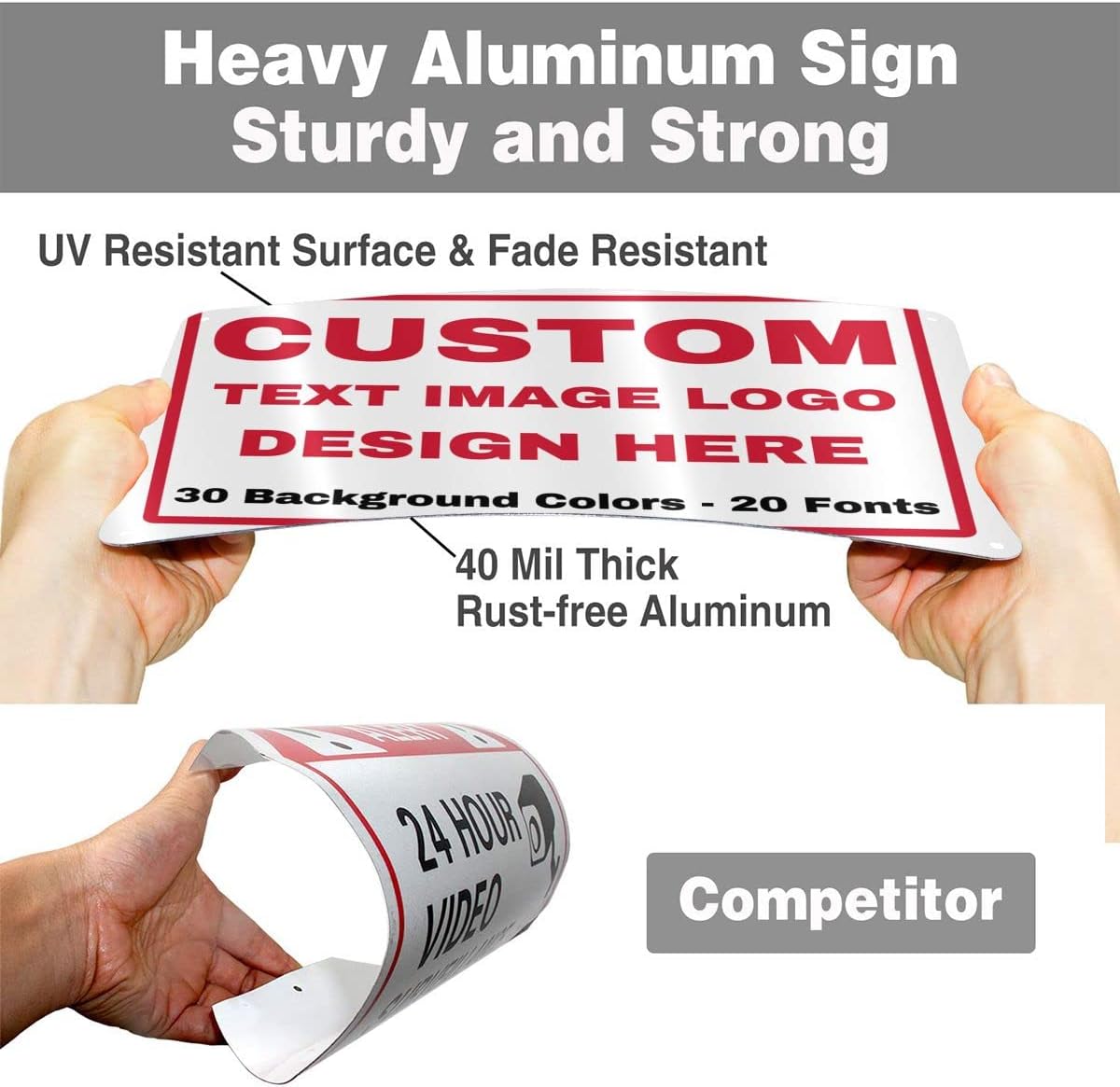 Custom Signs Outdoor Metal - 12 x 8 Personalized Aluminum Sign for Office, Home, Business, Decor