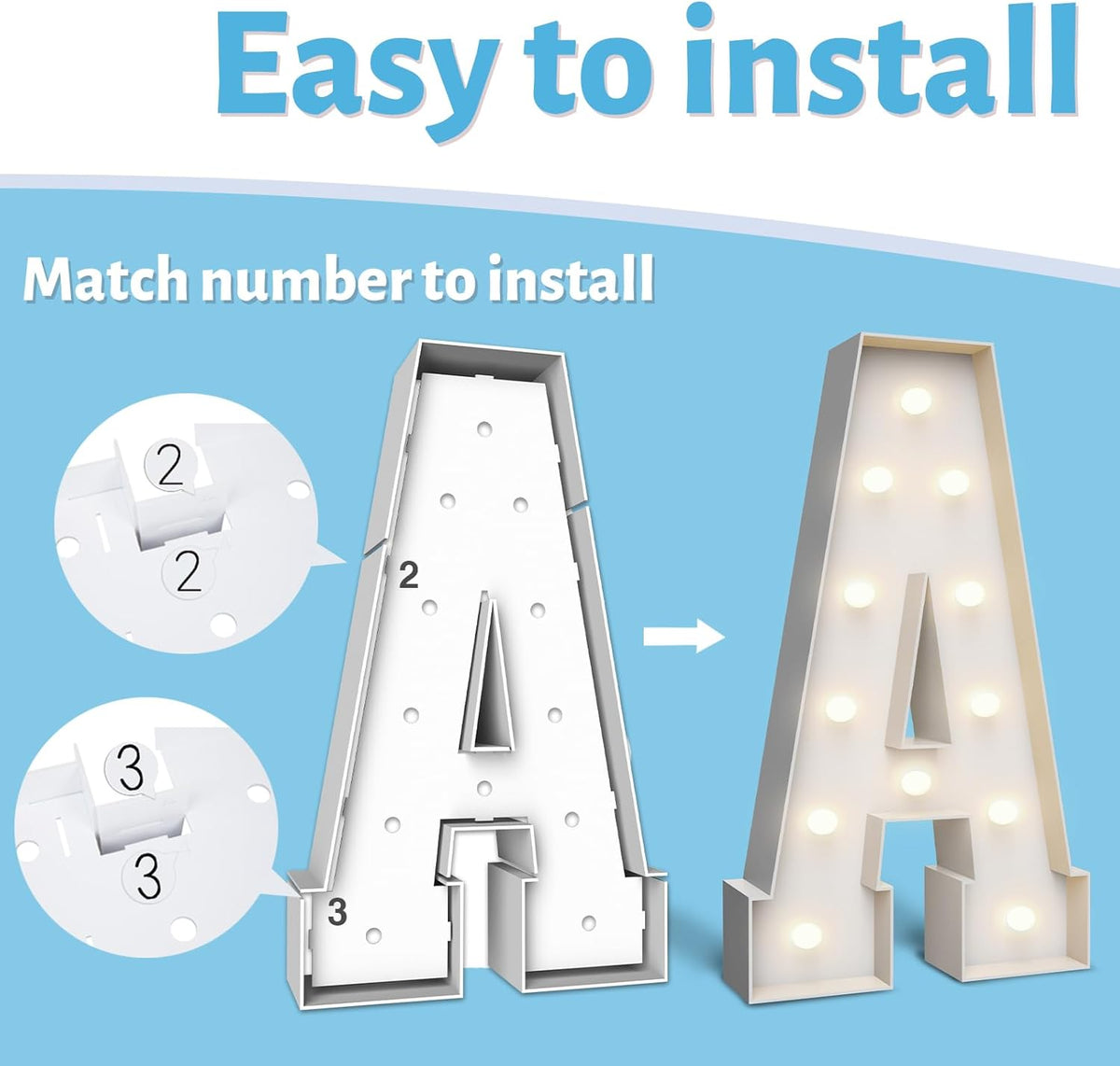 4FT Marquee Light Up Letters O,Party Decoration Large Marquee Light Up Letters with Weighted Water