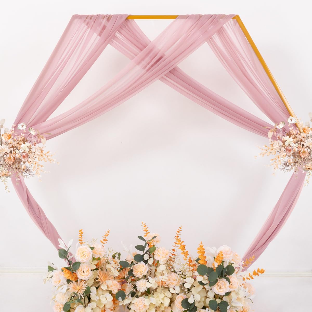 MLMC Dusty Rose Wedding Arch Draping Fabric 2 Panels 29" x 20 FT Extra Long Gauze Drapes Sheer