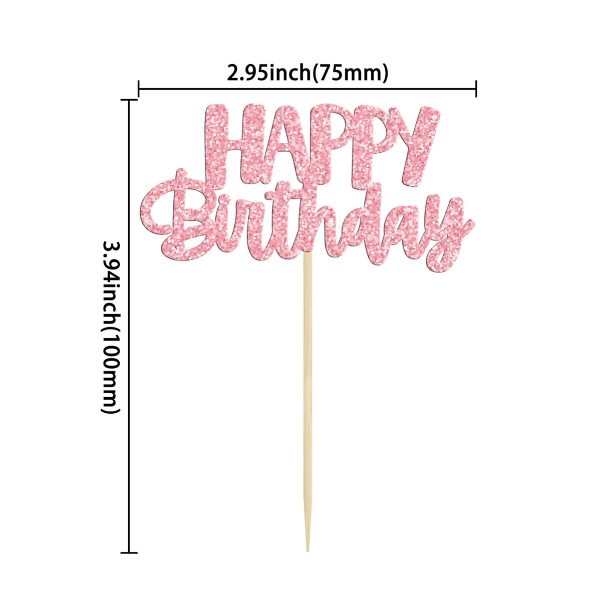 Gyufise 24Pcs Happy Birthday Cupcake Toppers Pink Glitter Celebrating Birthday Cake Picks Baby