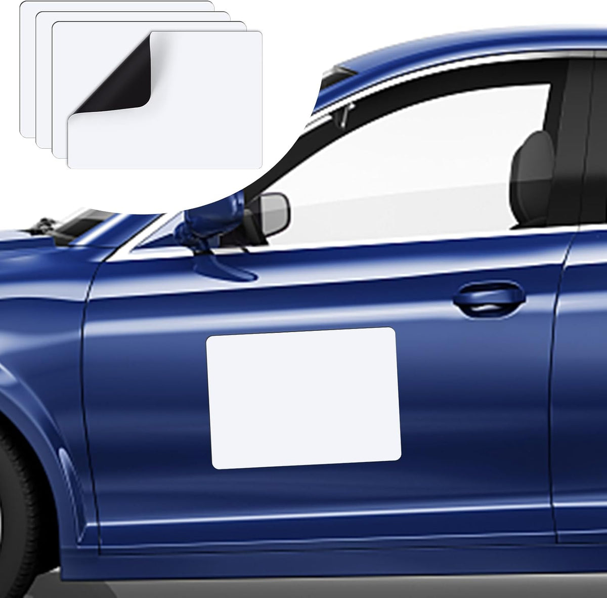 DIYMAG 4Pcs Blank Car Magnets,17x12 Inch Car Door Magnets Set Signs Rounded Corners Flexible