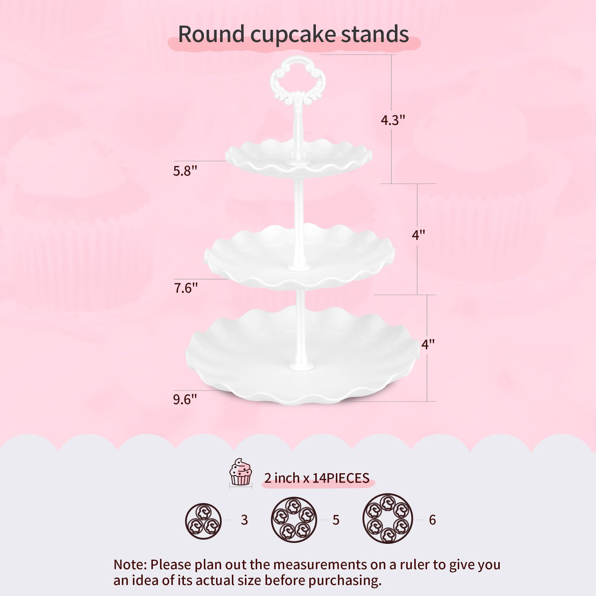 Pack of 11 NWK Cake Stand Set of Cupcake Stand, Tray & Table Cloth (White)