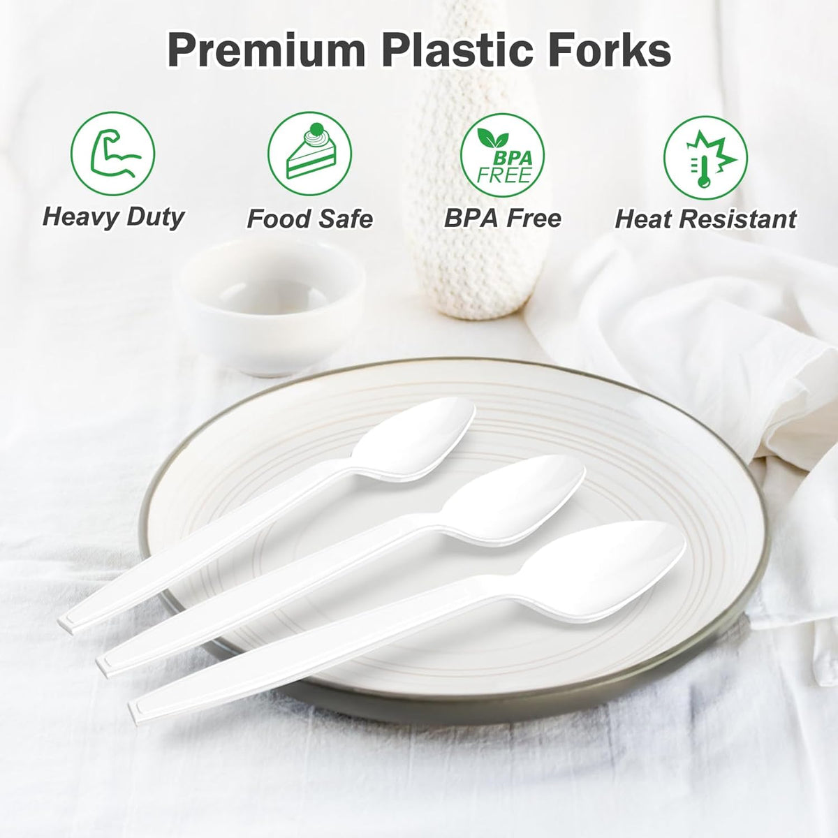 360 Count White Plastic Spoons Disposable, BPA-Free, Heat Resistant, Solid and Durable Disposable