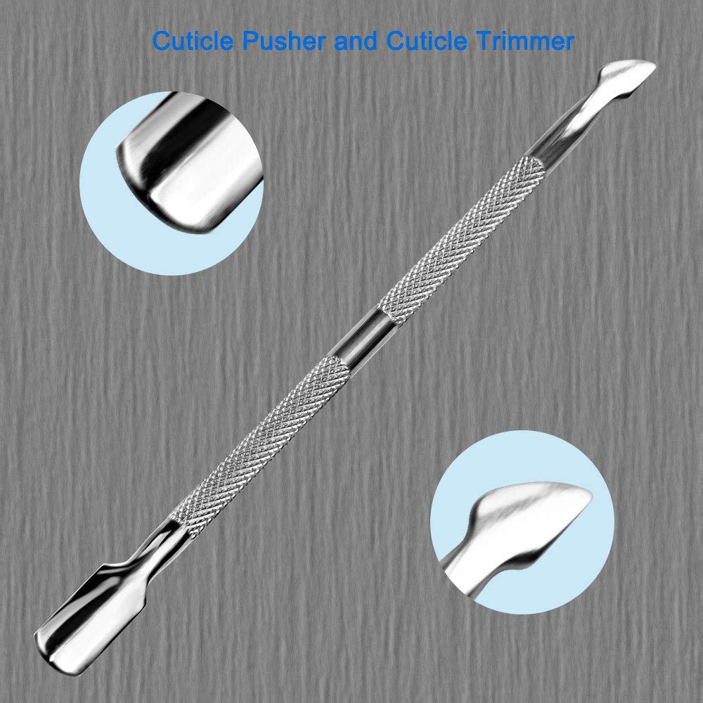 Professional Cuticle Pusher and Cutter, Cuticle Trimmer & Cuticle Remover, 2-Piece Manicure Tools