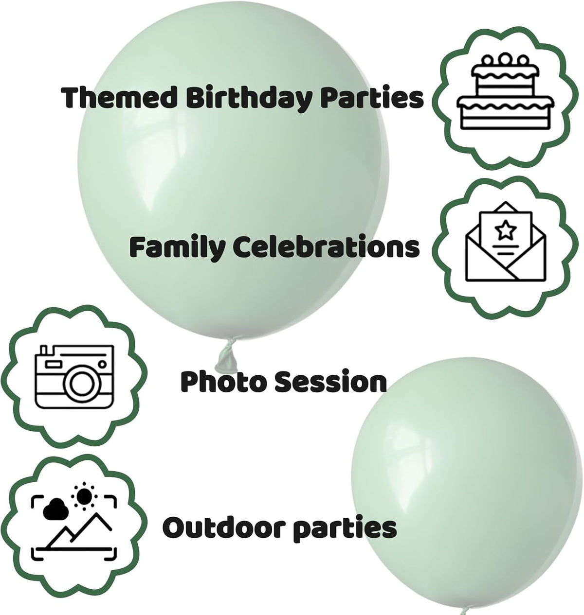 110Pcs Dark Sage Green Balloons Latex Party Balloons 12 inch Round Helium Balloons for Dark Sage