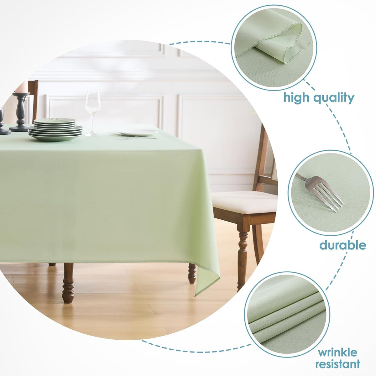 VidaFete Tablecloth 2 Pack 90*132inch Rectangle Table Cloth Polyester, Stain Wrinkle Resistant