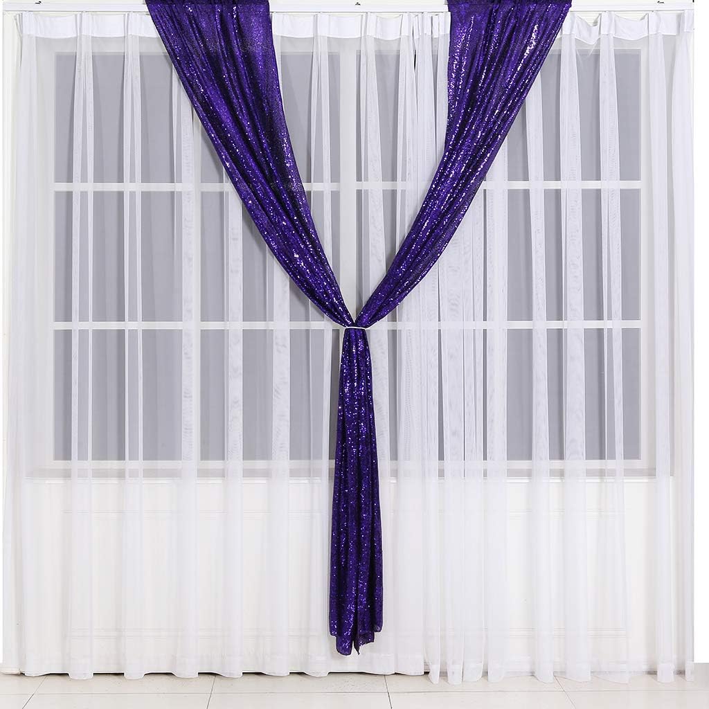 Eternal Beauty Sequin Backdrop Curtains, 2x8 Ft-2 Panels Purple Back Drop for Shimmer Photography
