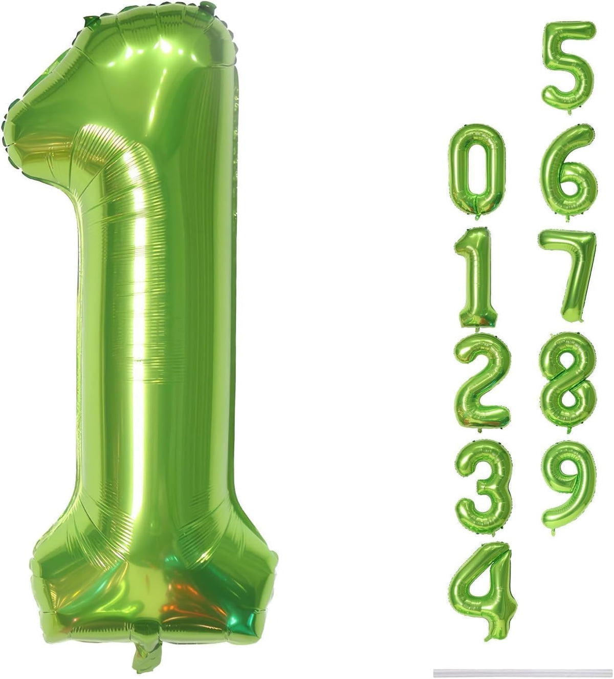 40 Inch Green Number 1 Balloon for 1st Birthday Decoration, Large Self Inflate Foil Number Balloons