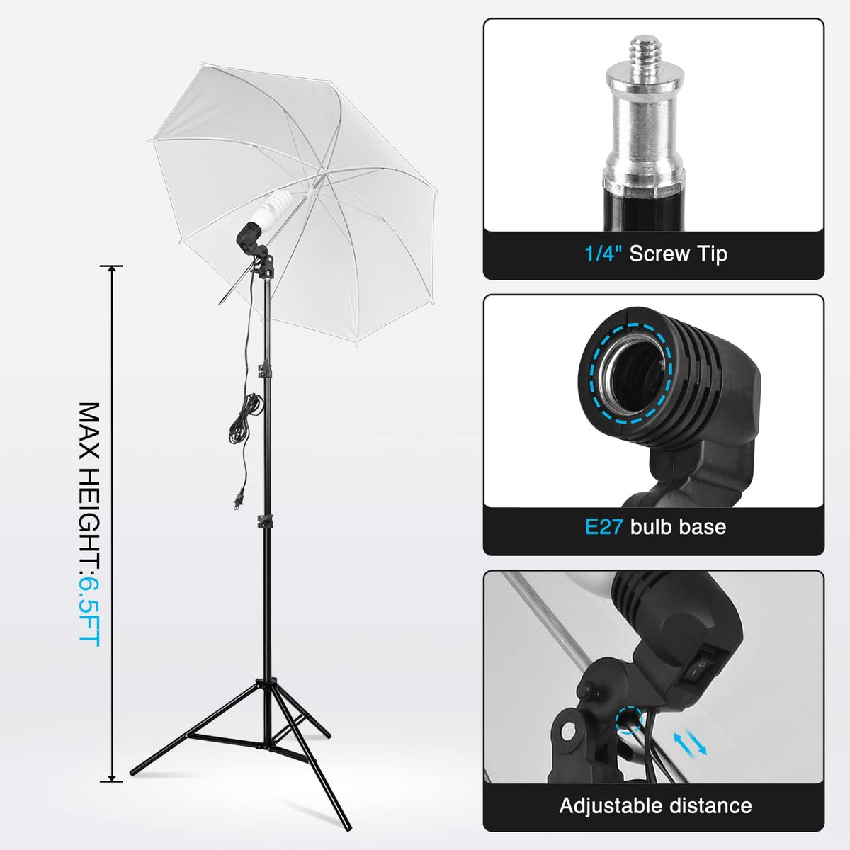 Yesker Photography Lighting Kit 8.5x10ft backdrop Support Equipment System Umbrella 5500k Light