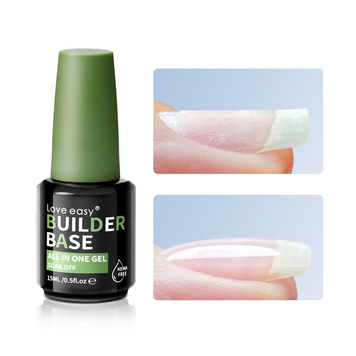 Hema Free Builder Gel - Hypoallergenic Strong Base Coat | Long-Lasting Adhesion (30+ Days) for