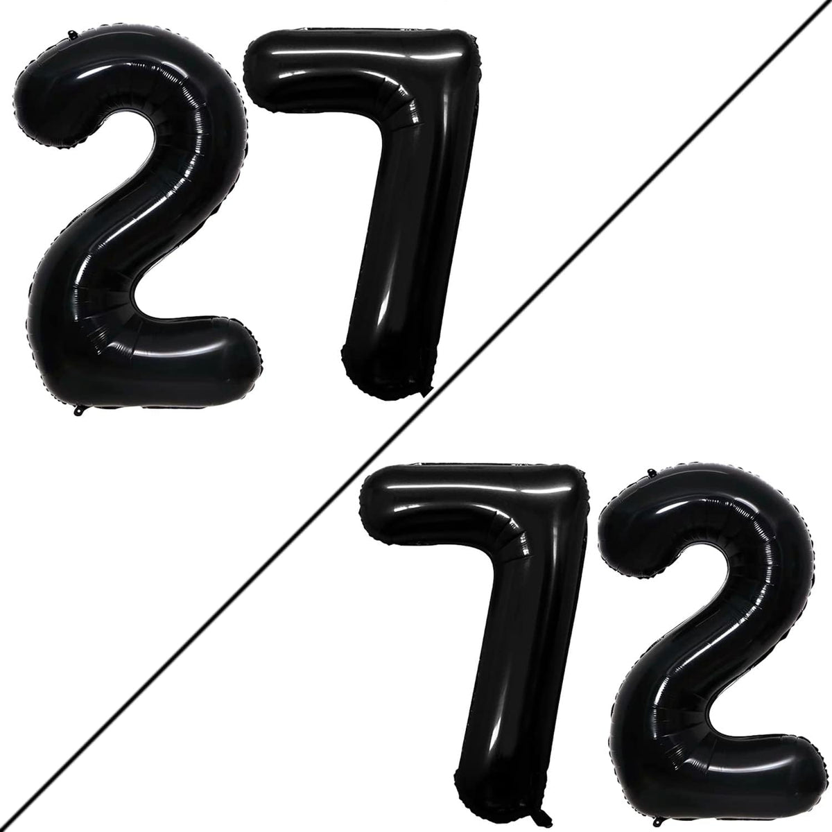 GOER Number 27 Balloons for 27th Birthday Party Decorations,42 Inch Jumbo Foil Helium 72 Balloons