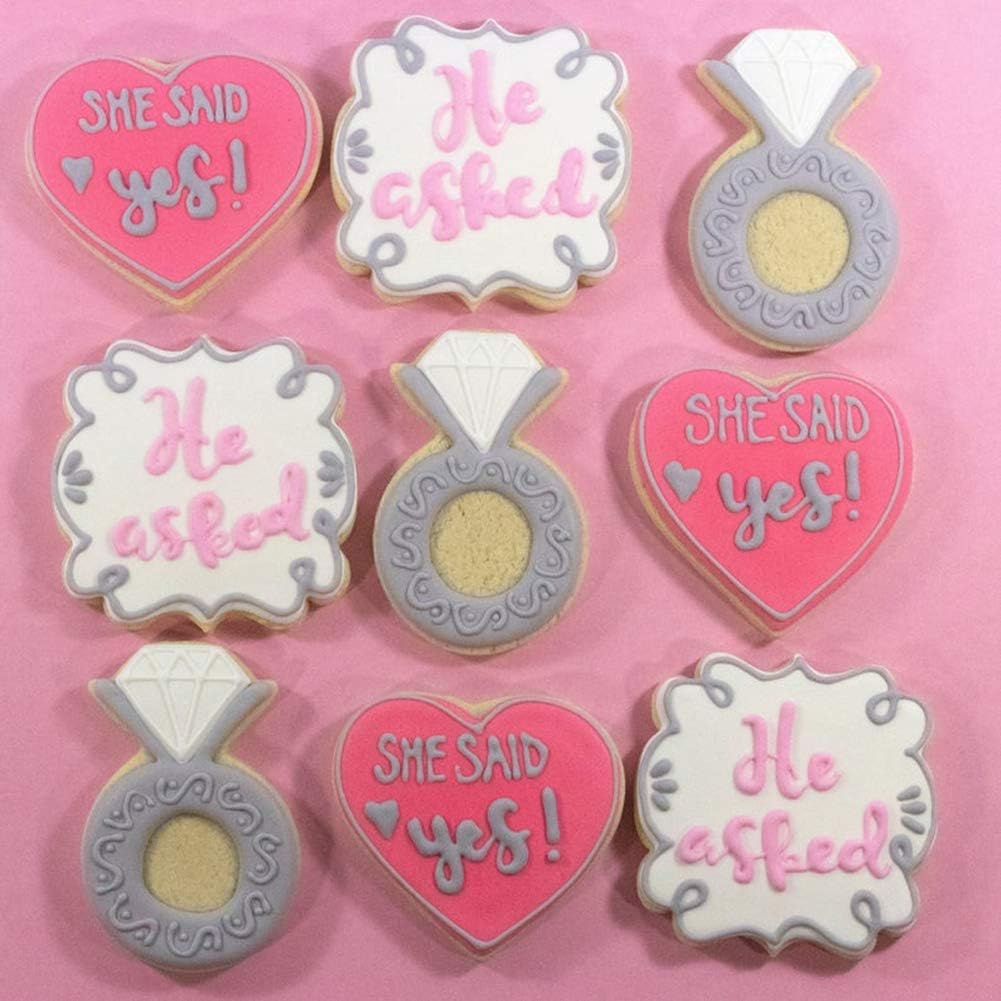 Wedding Cookie Cutter Set-7 Piece-3 Inches-Heart, Diamond Ring, Wedding Cake,Wedding Dress
