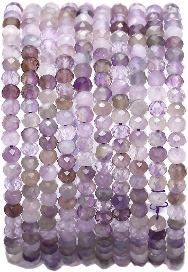 Faceted Natural Amethyst Crystal Stone Rondelle 3x4mm Loose Semi Gemstone Beads for Jewelry Making