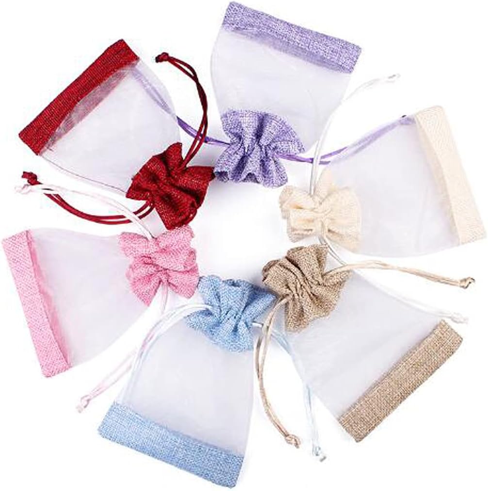 50 Pcs Burlap Bags with Drawstring,3.9"x5.5" Gift Bags Jewelry Pouch Bags for Candy Packing Party