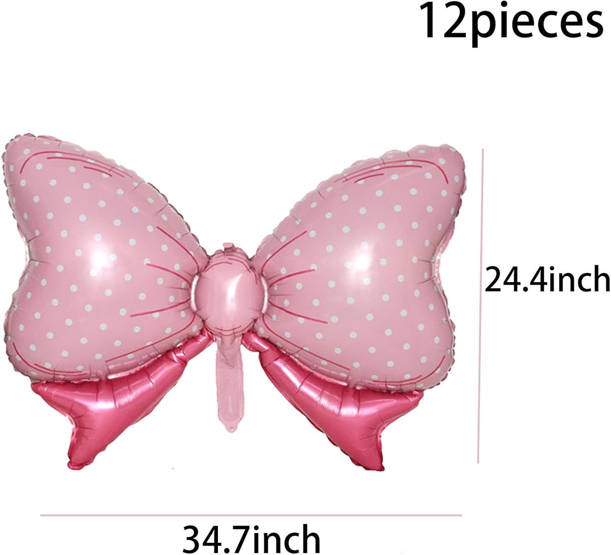 36 Inches Bow Foil Balloon Huge Bowtie Pink Balloon for Baby Shower, Wedding, Kids Theme Party