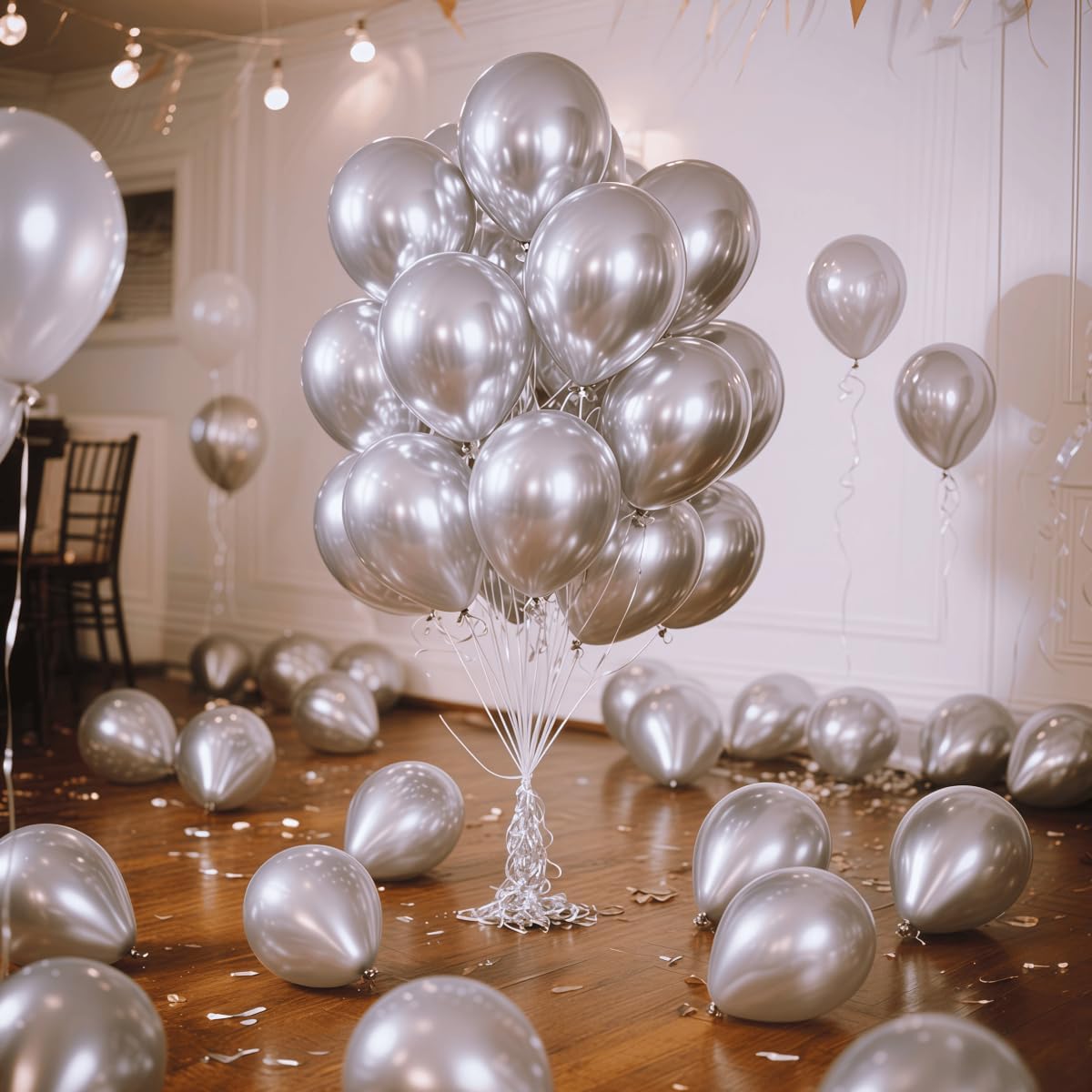 300 Pcs Metallic Silver Balloons 12 Inch Silver Chrome Balloon for Wedding, Birthday, Baby Shower