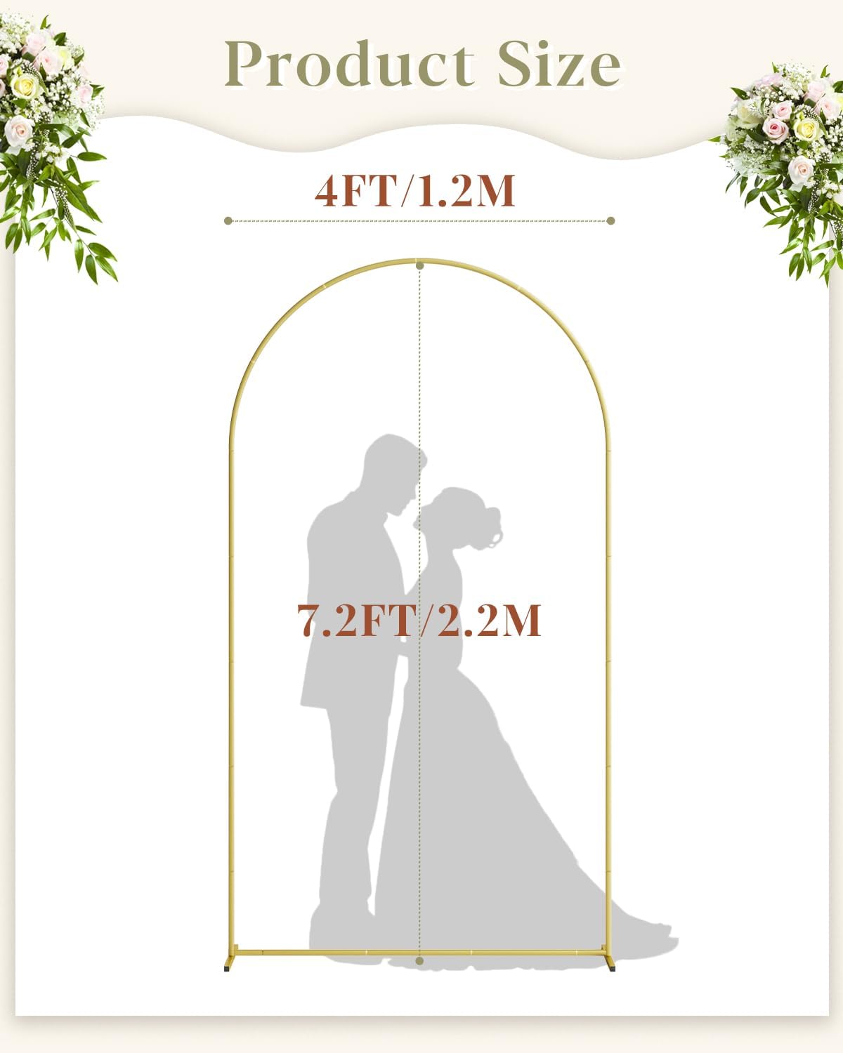 Wedding Arch, Gold Metal Arch Backdrop Stand, Balloon Arch Stand Wedding Frame for Ceremony