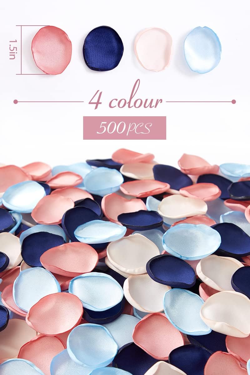 Serwalin 500pcs Silk Rose Petals Artificial Flower Pink Navy Blue for Weddings Proposal Fake Petals