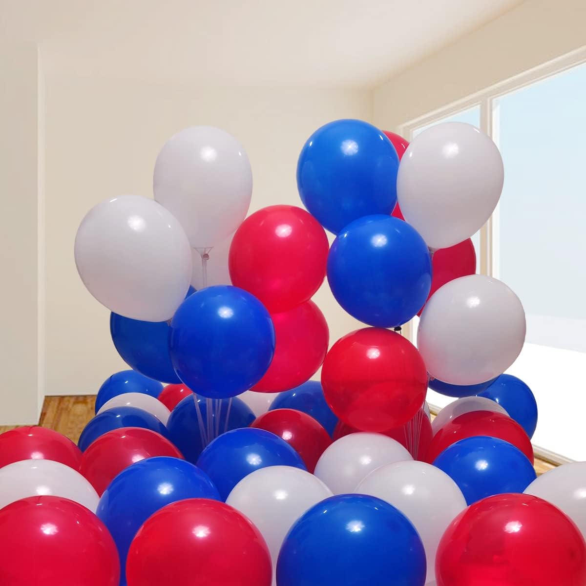 300 Pack Red White and Blue Balloons 100 of each of the 3 colors 12 inch Red White Blue Party