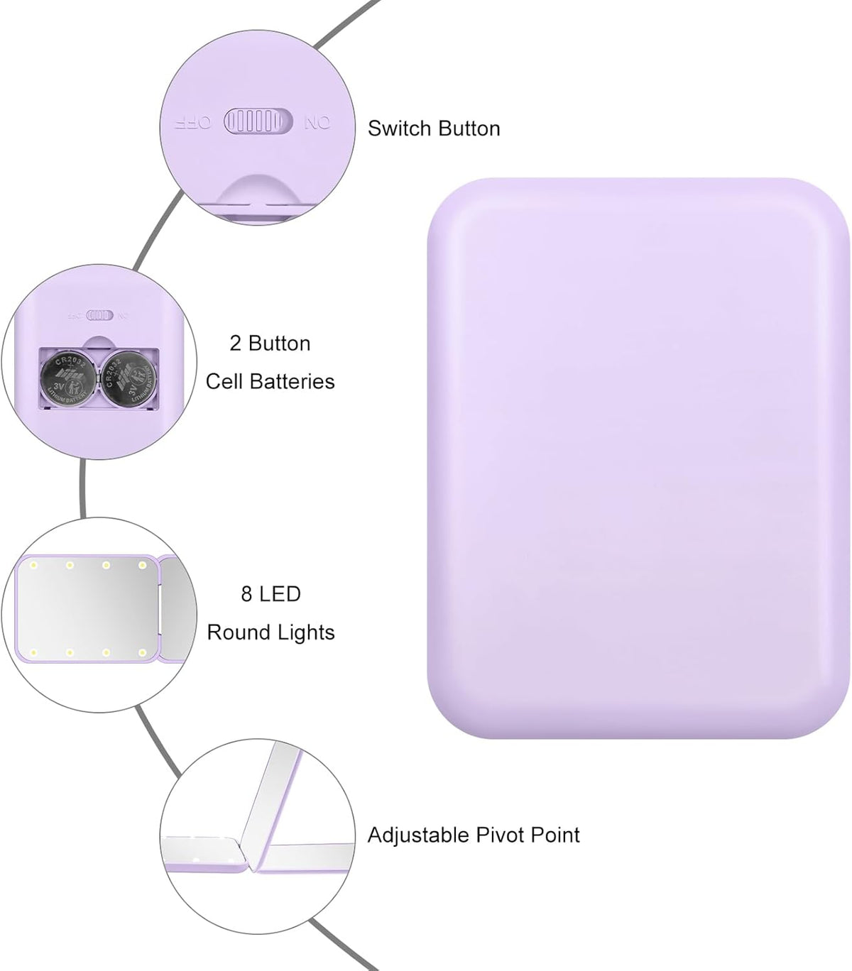 Compact Mirror, 1X/3X Magnification LED Pocket Mirror with Nternal BIattery, Mini Mirror for Purse