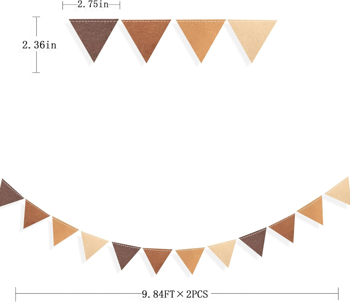 Brown Party Decorations Ombre Brown Felt Hanging Triangle Mini Bunting Pennant Banner Flag for