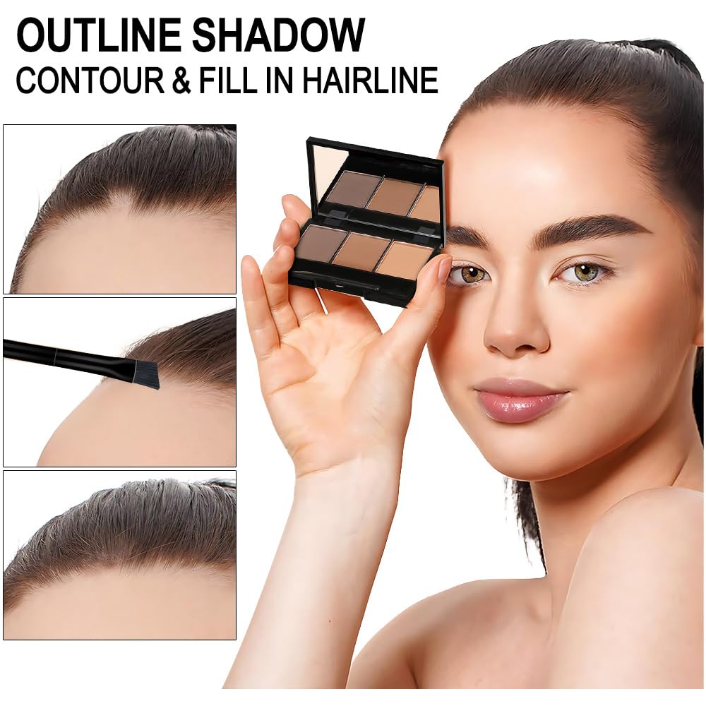 Eyebrow Powder Dark Brown Medium Brown Kit,Eye Brow Powder for Women with Brow Brush,Long-Lasting