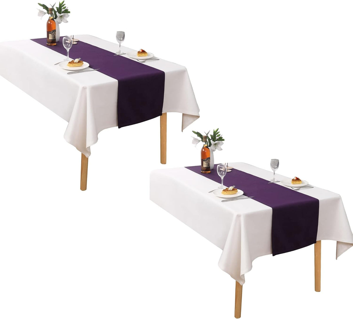 DUALIFE Plum Purple Table Runner for Wedding, Table Runners Fit Rectange and Round Table