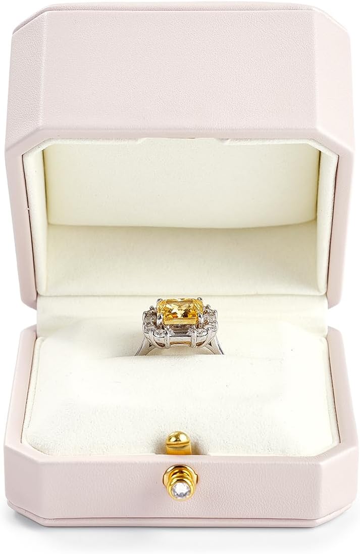 Oirlv Luxury Leather Ring Box for Jewelry Gift Octagon Women Ring Holder for Wedding Day, Proposal