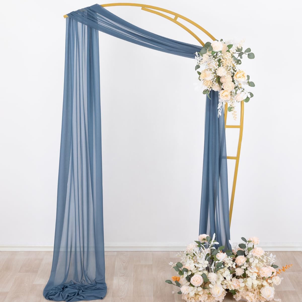 Socomi Wedding Arch Draping Fabric 29" x 20Ft 4 Panels Dusty Blue Sheer Outdoor Curtain Drapes