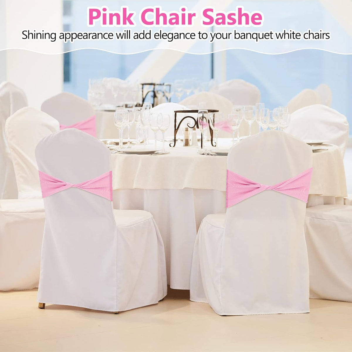 Kinlop 50 Pcs Spandex Chair Sashes Bows Chair BanB0C3V1RSWZds Slider Sashes for Covers Elastic