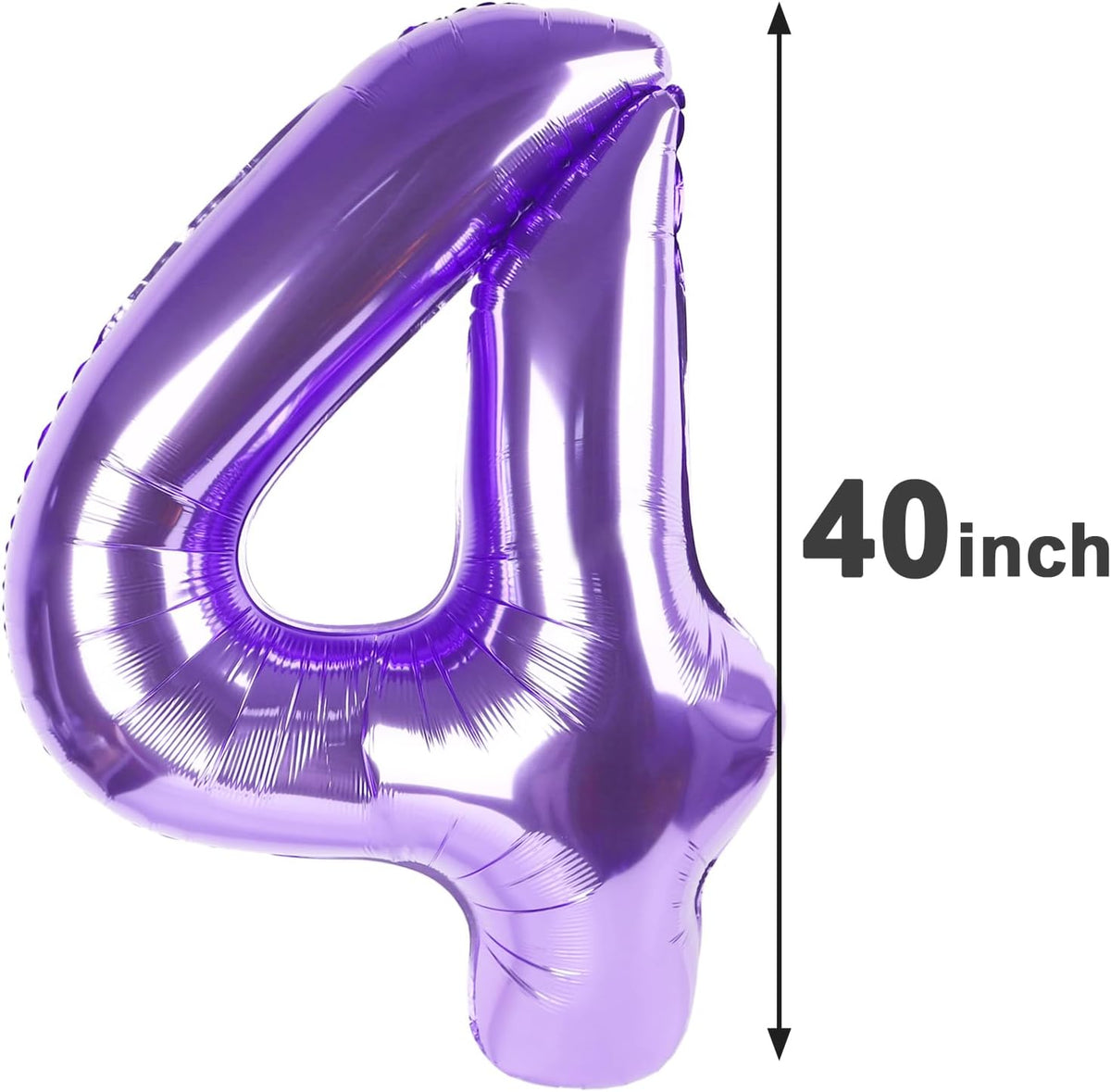 Jumbo Mylar Purple Number 4 Balloon 40 Inch, Big Number 4 Balloons Birthday Decorations, 4th Four 4