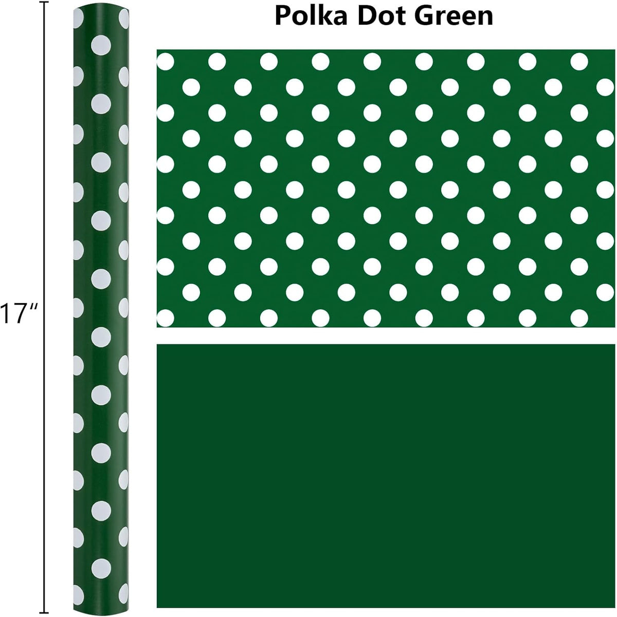Burymento Green and White Dots Wrapping Paper, Reversible Pink Gift Wrap for Birthday, Valentines