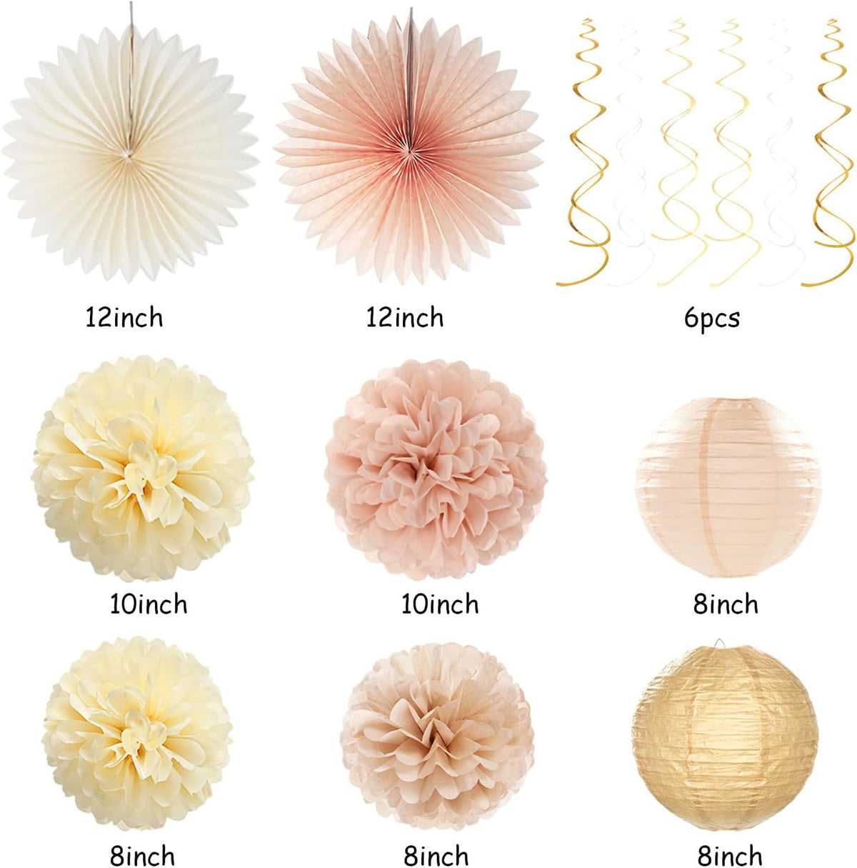 Champagne-Gold Beige 21st Happy-Birthday Party-Decorations - 31pcs Sweet 16 18th Women Girls Paper