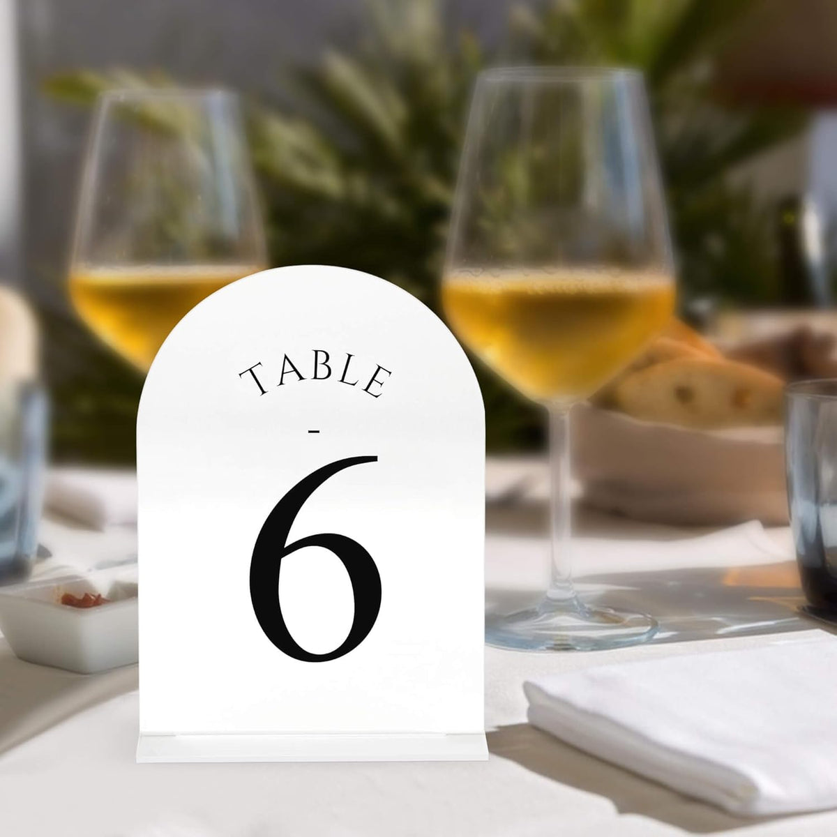 JOYIT Arch Wedding Table Numbers 1-20 with Stands – Double-Sided Printed 5" X 7" Acrylic Signs with