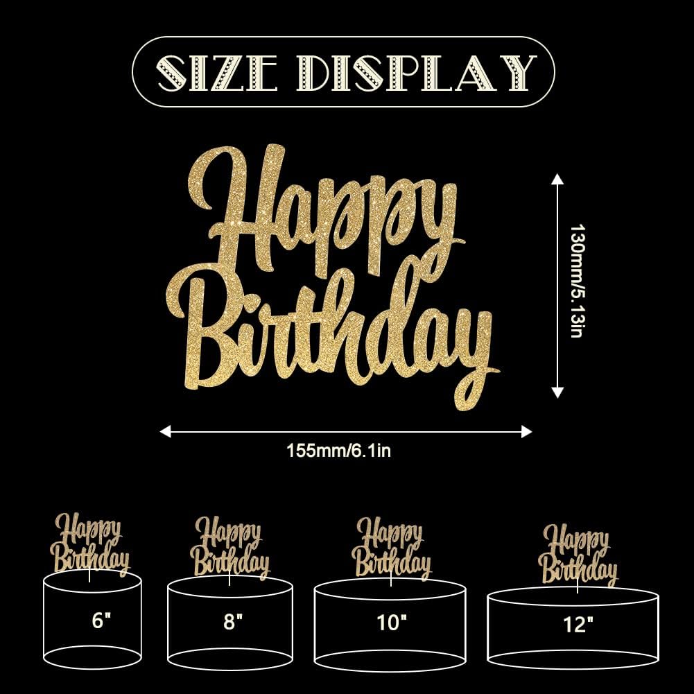 Happy Birthday cake topper - 1/10/13/15/16th gold cake topper, 1st/21st birthday party cake Happy