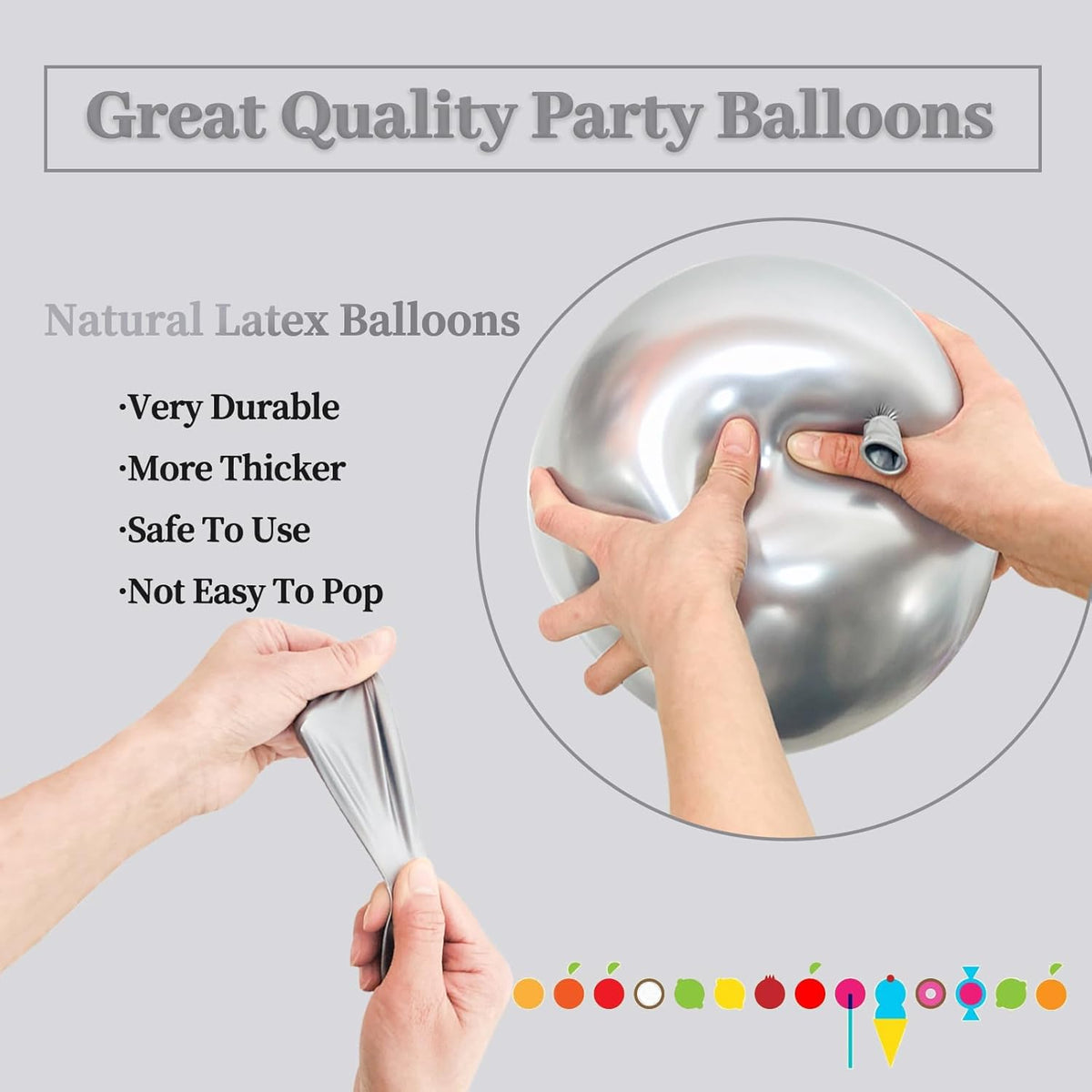 110pcs Metallic silver Balloons, Metallic silver Latex Balloons 12 inch, silver Balloon for