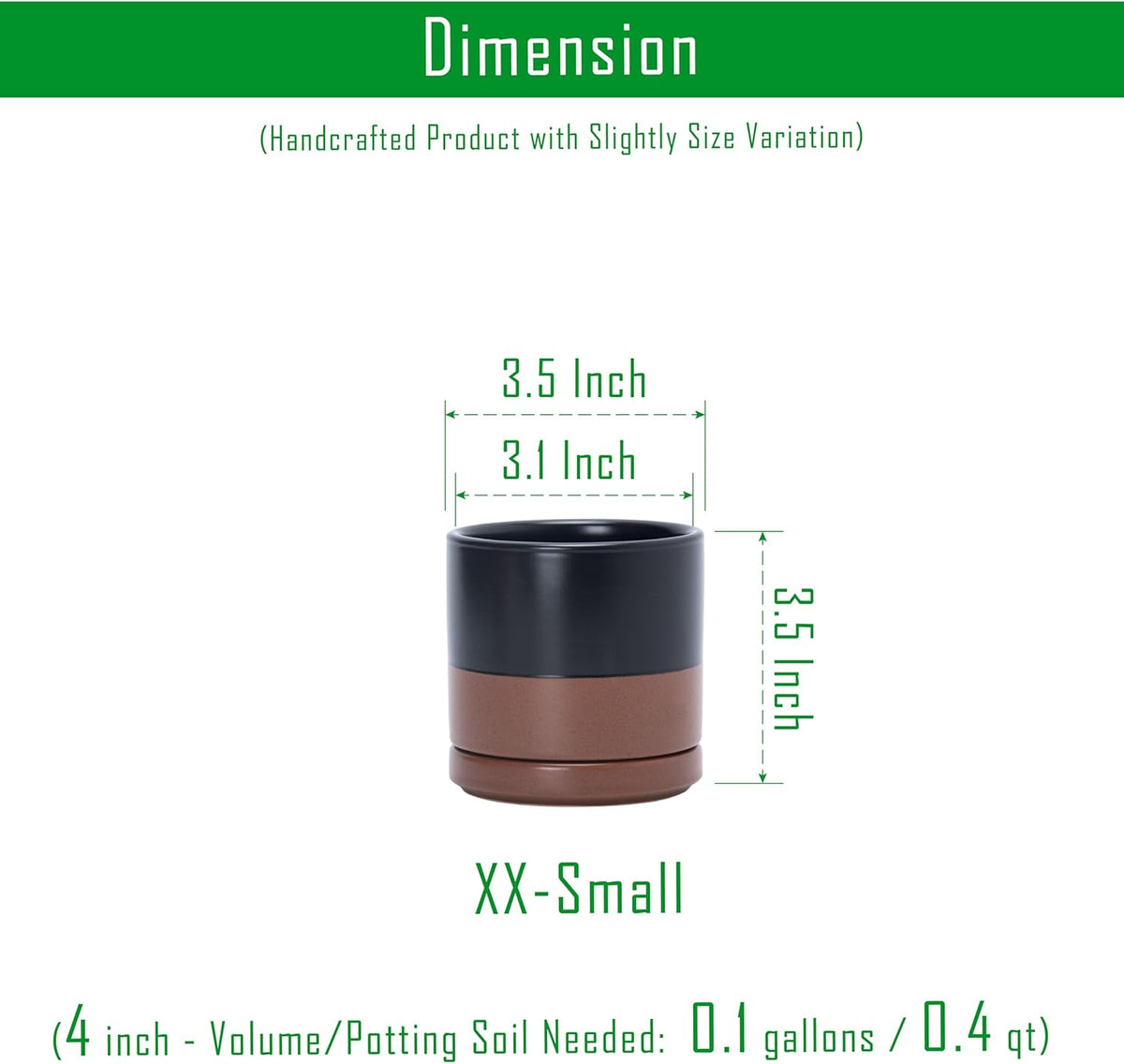 D'vine Dev Set of 4 Small Ceramic Plant Pots, 3.5 Inch Succulent Planter Pot for Plants with