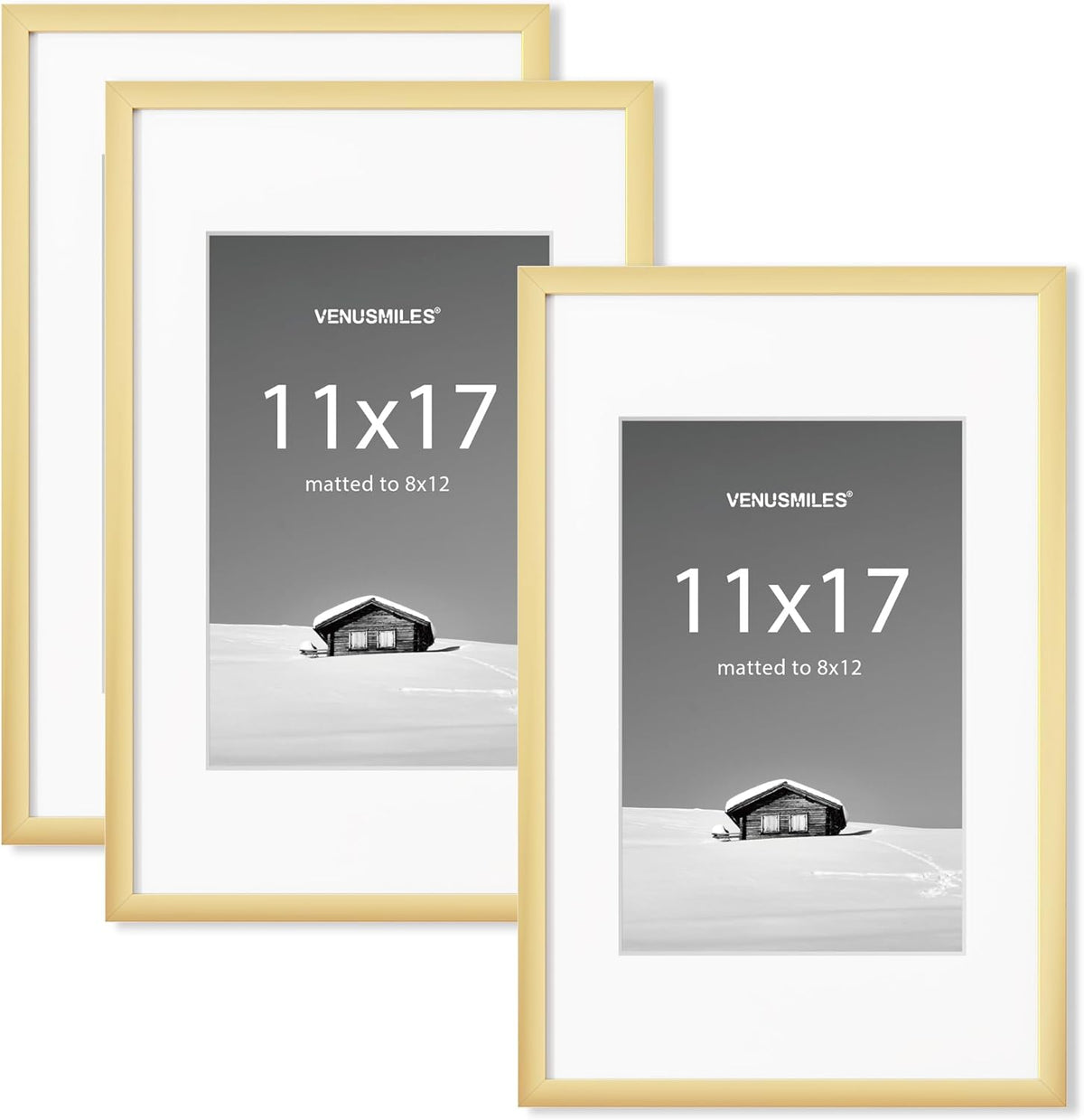 11x17 inch Picture Frame, 11x17 Photo Frames with 8x12 Removable Mat - High Definition Plexiglass