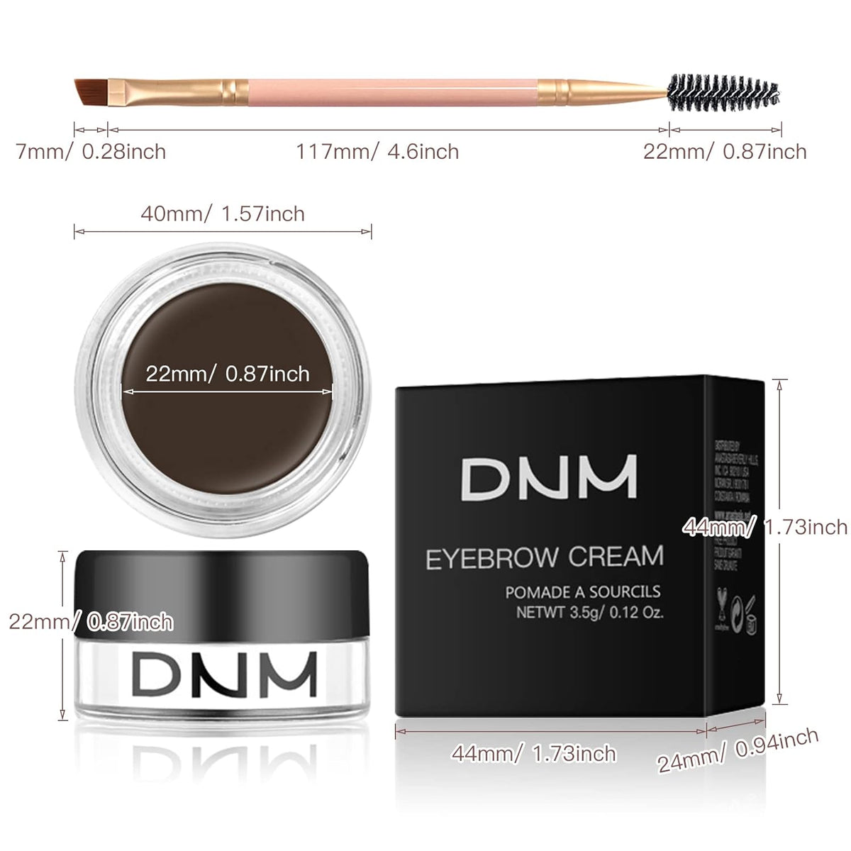2Pcs Brow Pomade Set with Dual-ended Eyebrow Brush, High pigment Water proof Natural finish Eyebrow