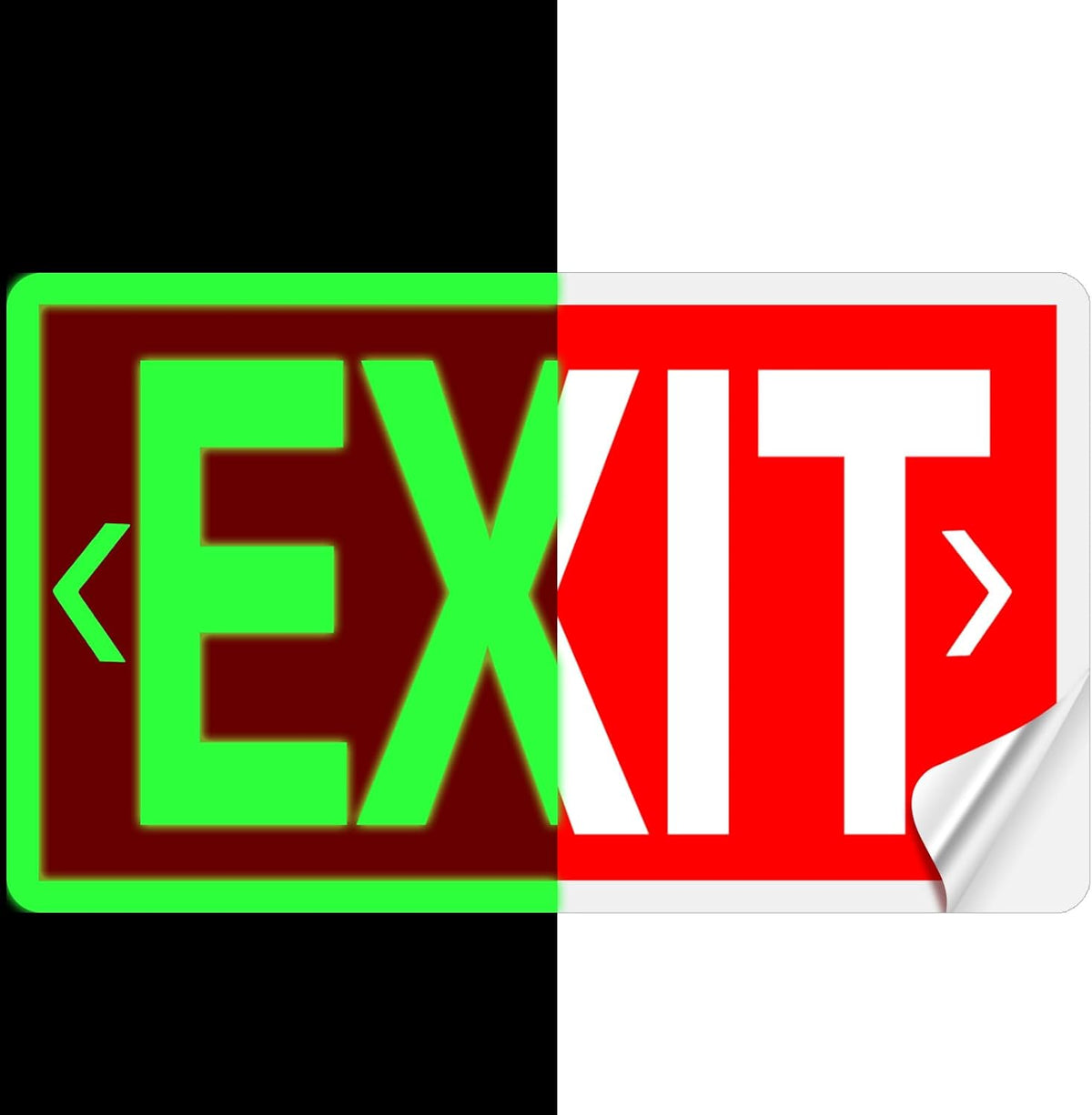 20 Pcs Glow in the Dark Exit Signs for Business 12 x 7 Inch Photoluminescent Signs Stickers for