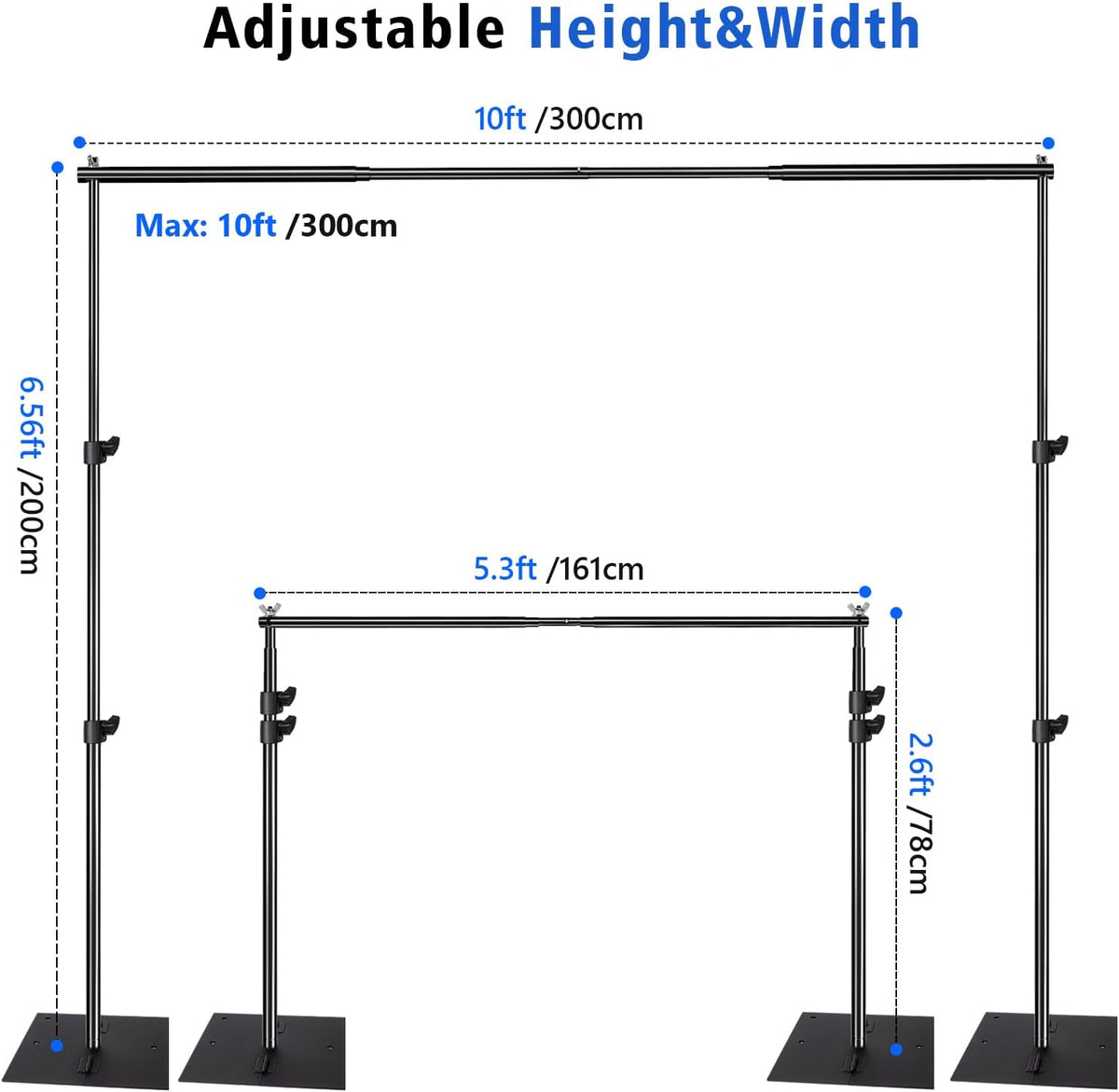 Pipe and Drape Photography Backdrop Stand Kit Adjustable Photo Background Stand 10ft x 6.5ft with
