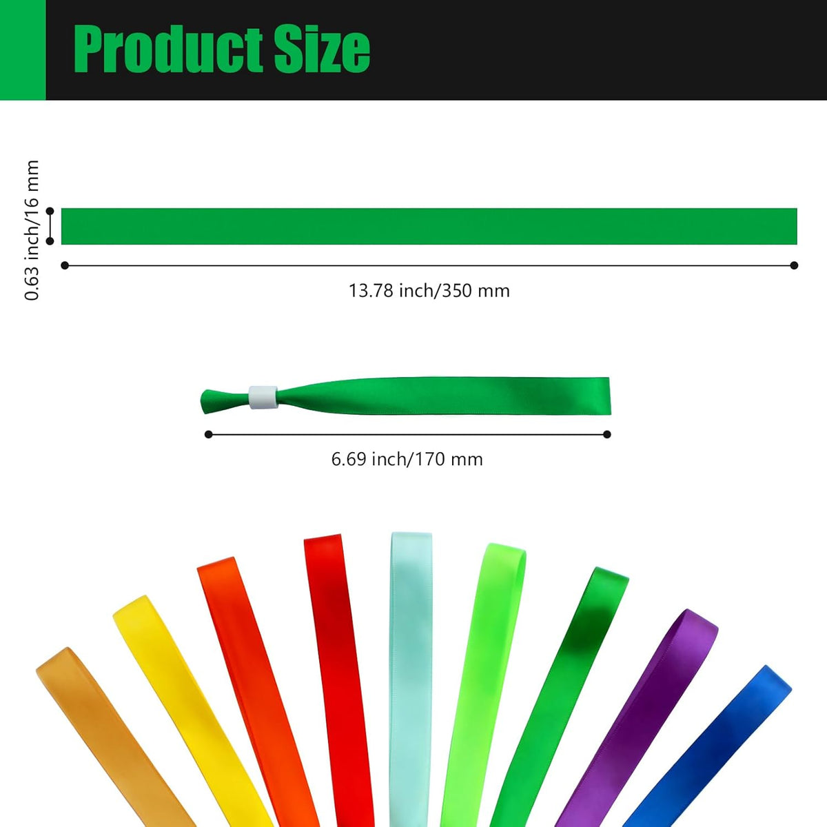 100 Pcs Cloth Event Wristbands, Event Wristbands, Colored Wrist Bands for Events, for Lightweight