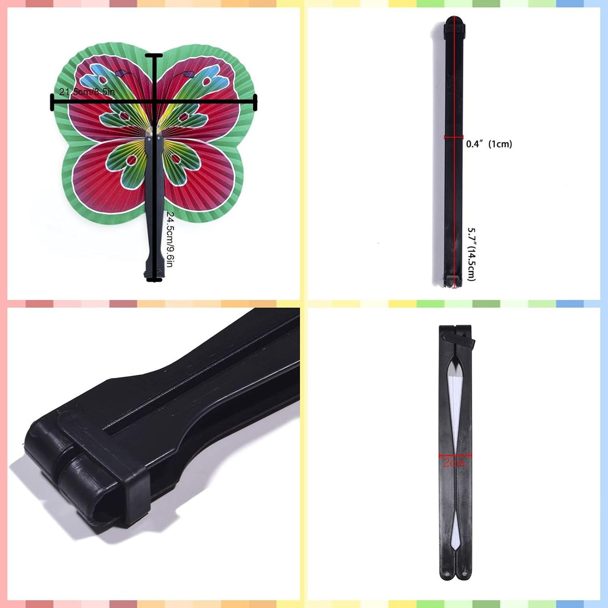 12 Pieces Folding Hand Paper Fans Handheld,Butterfly Decorations Accordion Fans Bulk for Festival